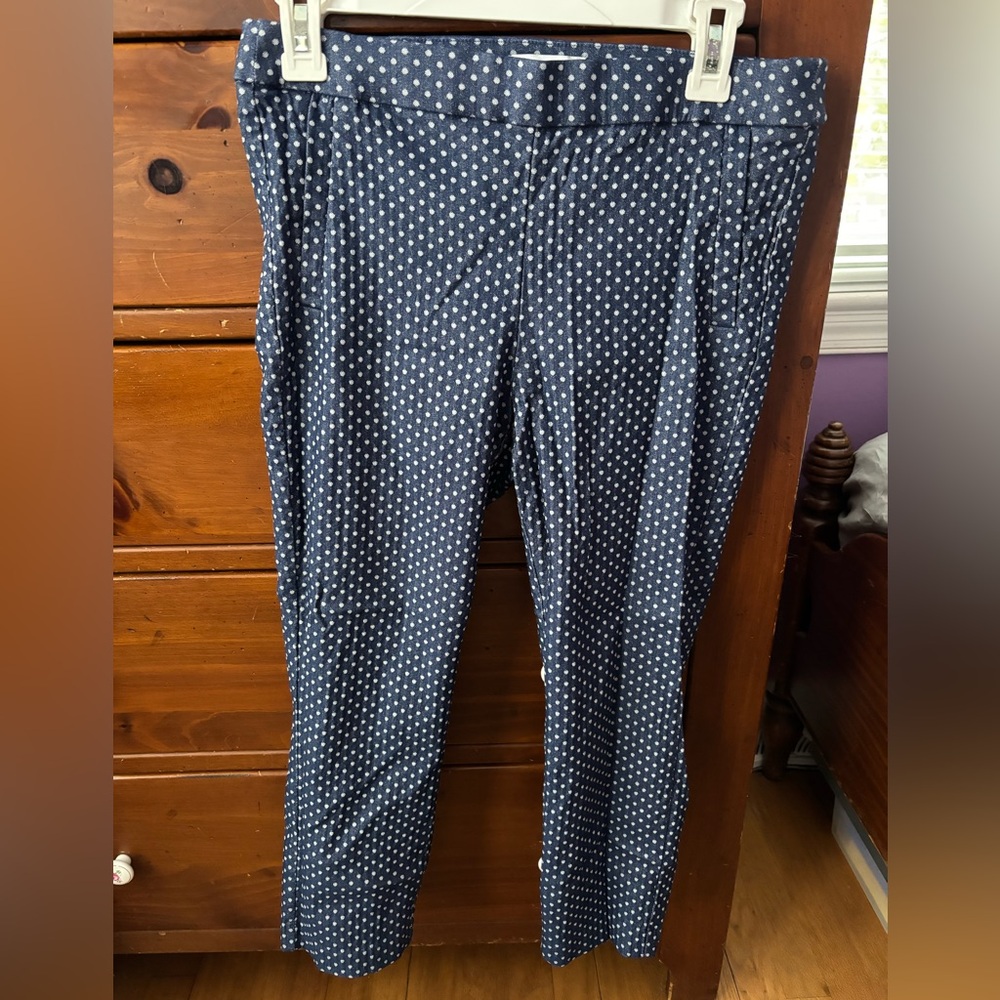 Elle Navy Polka Dot Cropped Pants, size M